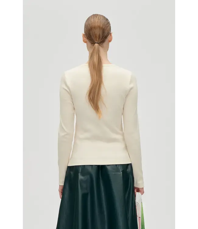 Stine Goya Long Sleeve Rib Top White