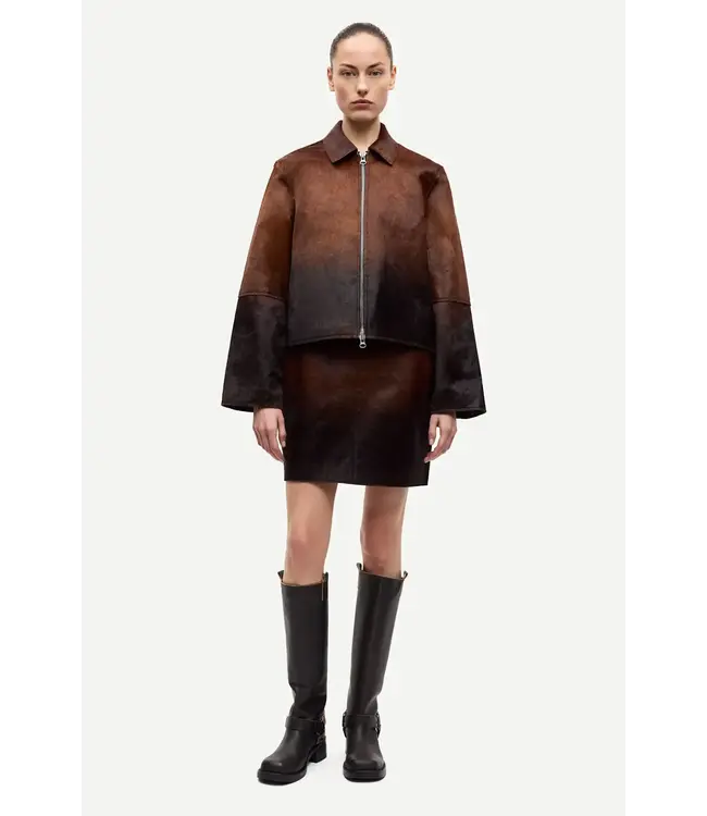Samsøe Samsøe Salylo leather jacket dark brown dip