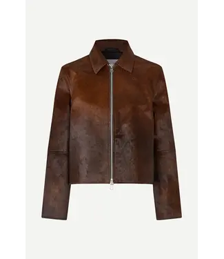 Samsøe Samsøe Salylo leather jacket dark brown dip