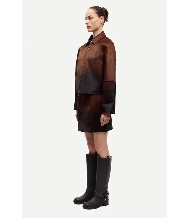 Samsøe Samsøe Salylo leather jacket dark brown dip
