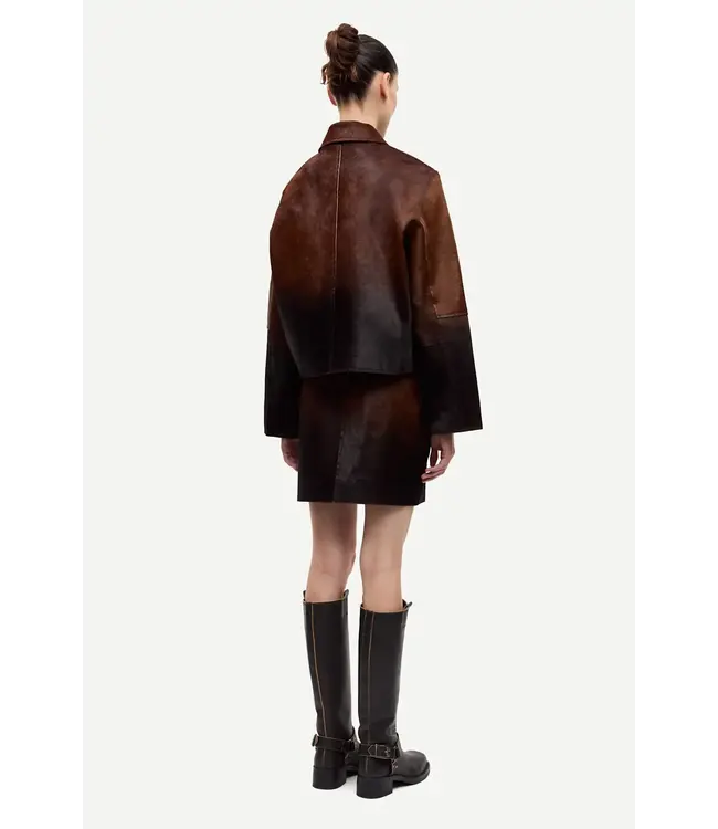 Samsøe Samsøe Salylo leather jacket dark brown dip