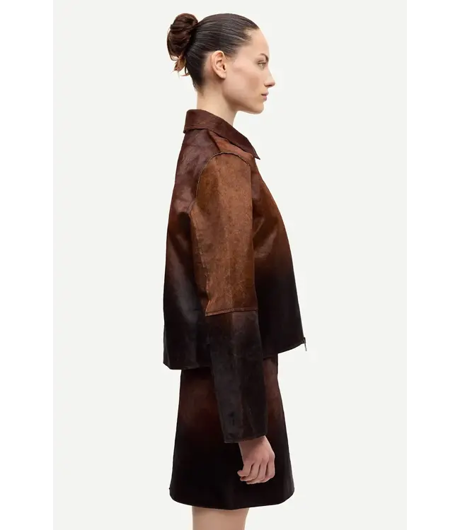 Samsøe Samsøe Salylo leather jacket dark brown dip