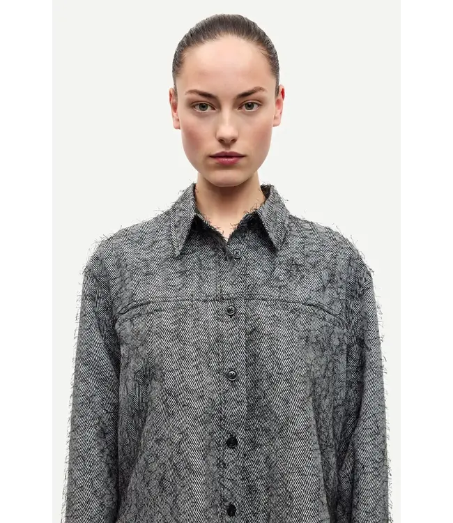 Samsøe Samsøe Sasofila shirt black white herringbone