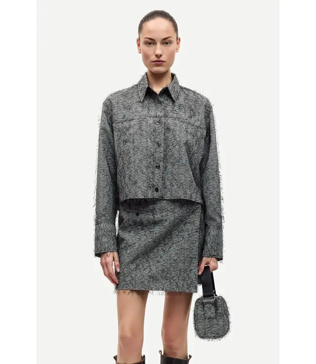 Samsøe Samsøe Sasofila shirt black white herringbone