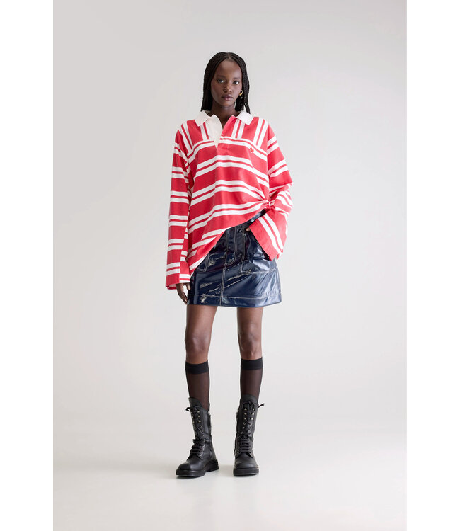 Bellerose Foogy polo dress stripe B red