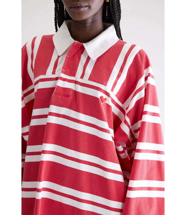 Bellerose Foogy polo dress stripe B red