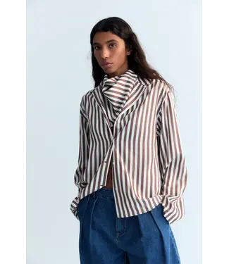 The New Society Anika shirt roast stripes brown