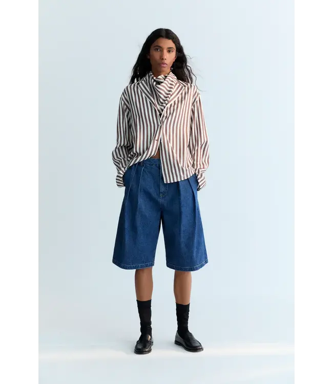 The New Society Anika shirt roast stripes brown