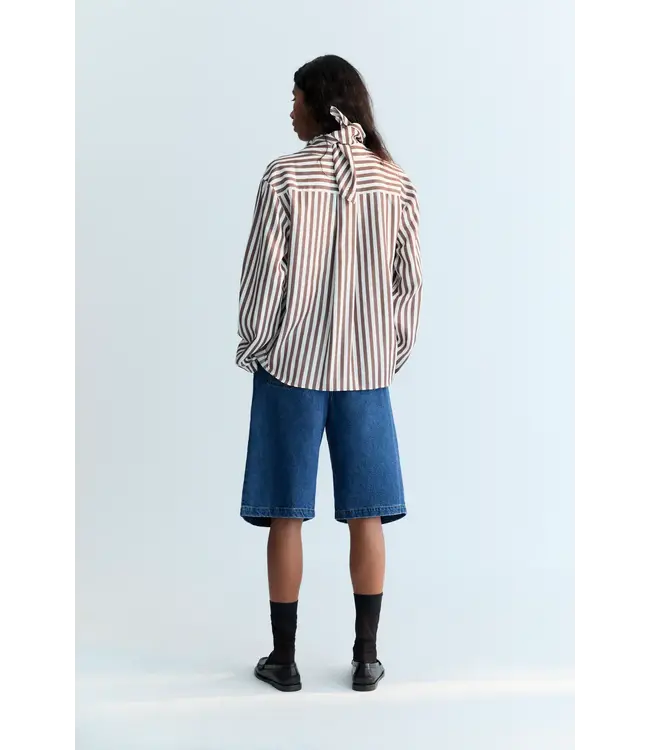 The New Society Anika shirt roast stripes brown