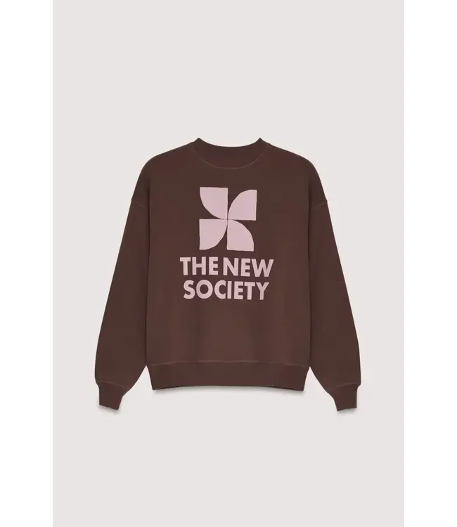 The New Society TNS logo sweater roast brown