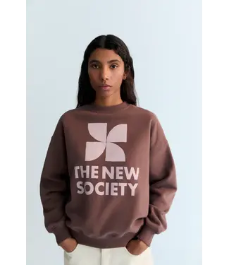 The New Society TNS logo sweater roast brown
