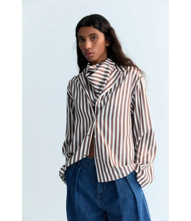 The New Society Anika scarf roast stripes brown