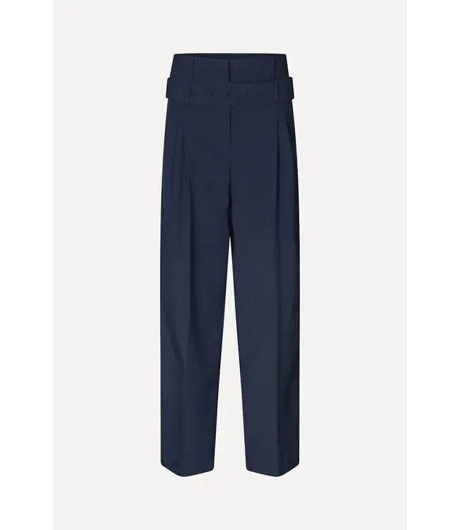 Stine Goya Belted Tailored Pants Dark Blue