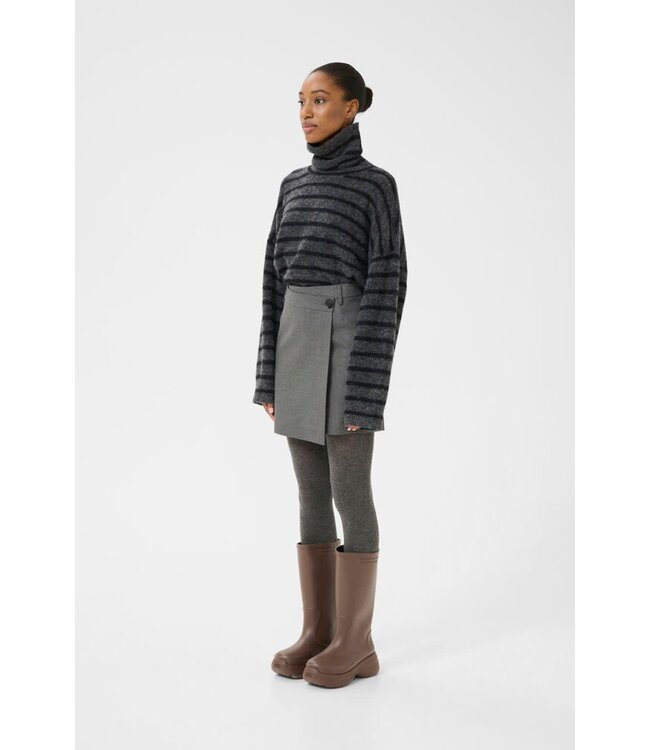 Gestuz Alpha Rollneck Striped Charcoal Black