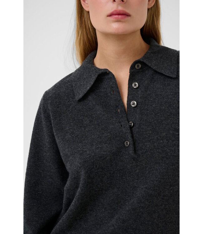 Gestuz Manzi Polo Pullover Deep Graphite Melange