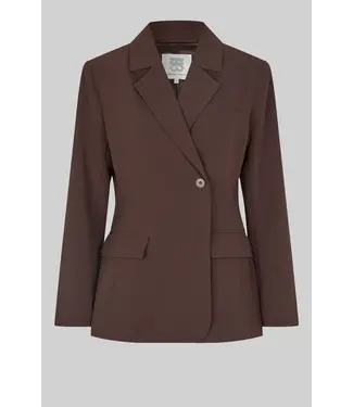 Second Female Fique Fitted Blazer Chocolate Plum