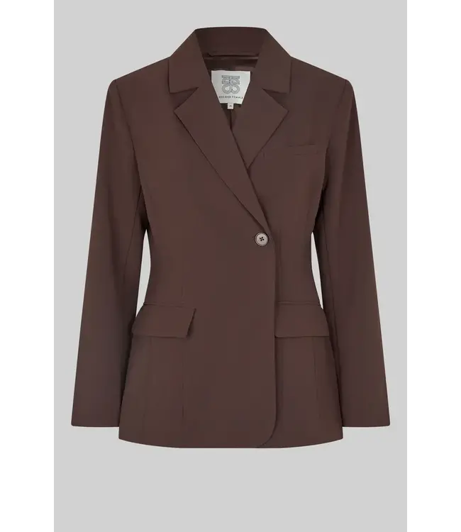 Second Female Fique Fitted Blazer Chocolate Plum