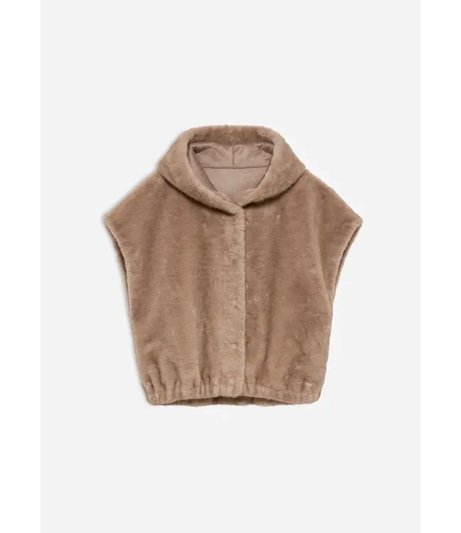 Studio AR Olena Reversible Faux Fur Gilet Camel