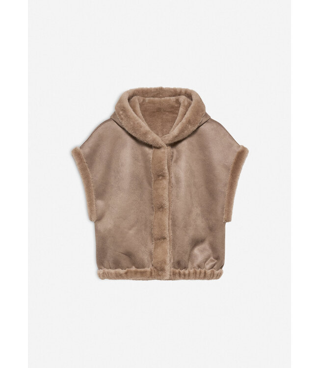 Studio AR Olena Reversible Faux Fur Gilet Camel