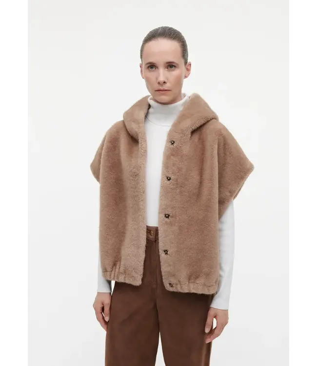 Studio AR Olena Reversible Faux Fur Gilet Camel