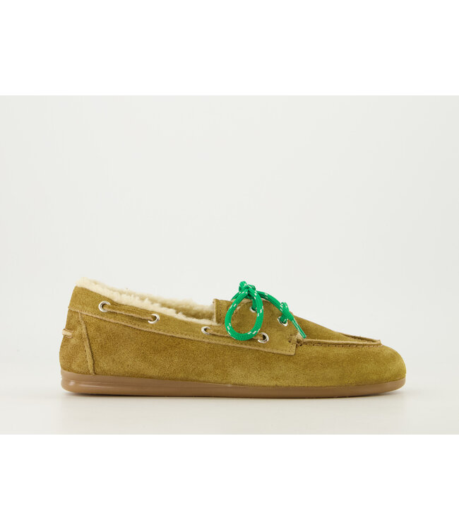 Posa Boat Loafer Brushed Fur Desert Tan