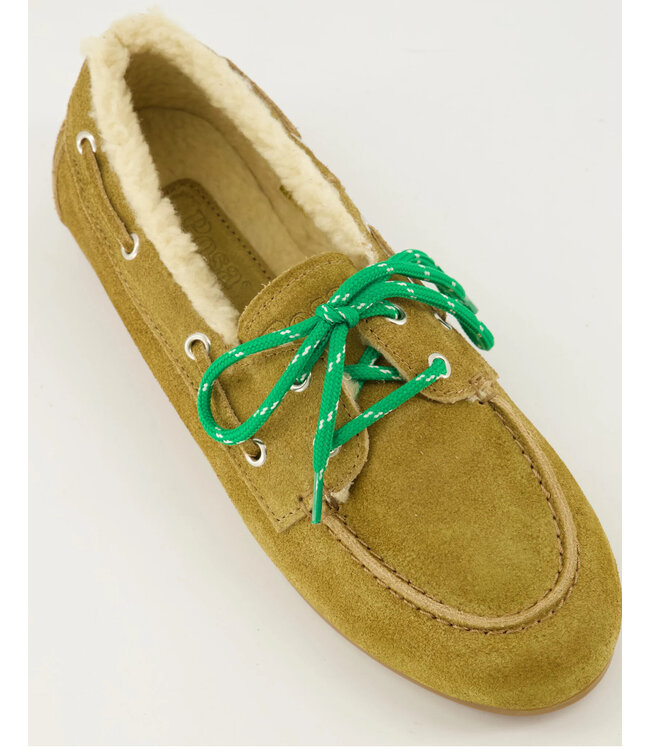 Posa Boat Loafer Brushed Fur Desert Tan