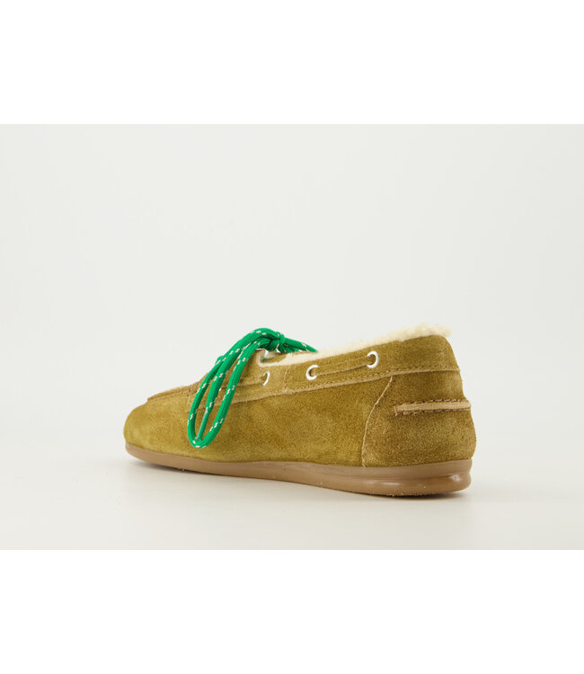Posa Boat Loafer Brushed Fur Desert Tan