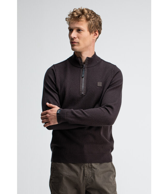 Butcher of Blue Clifden Halfzip sweater topaz brown