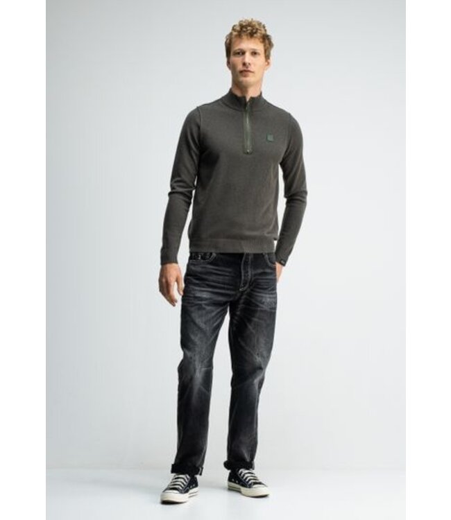 Butcher of Blue Clifden Halfzip sweater mocha brown