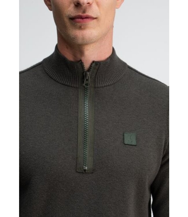 Butcher of Blue Clifden Halfzip sweater mocha brown