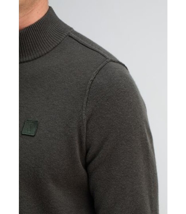 Butcher of Blue Clifden Halfzip sweater mocha brown