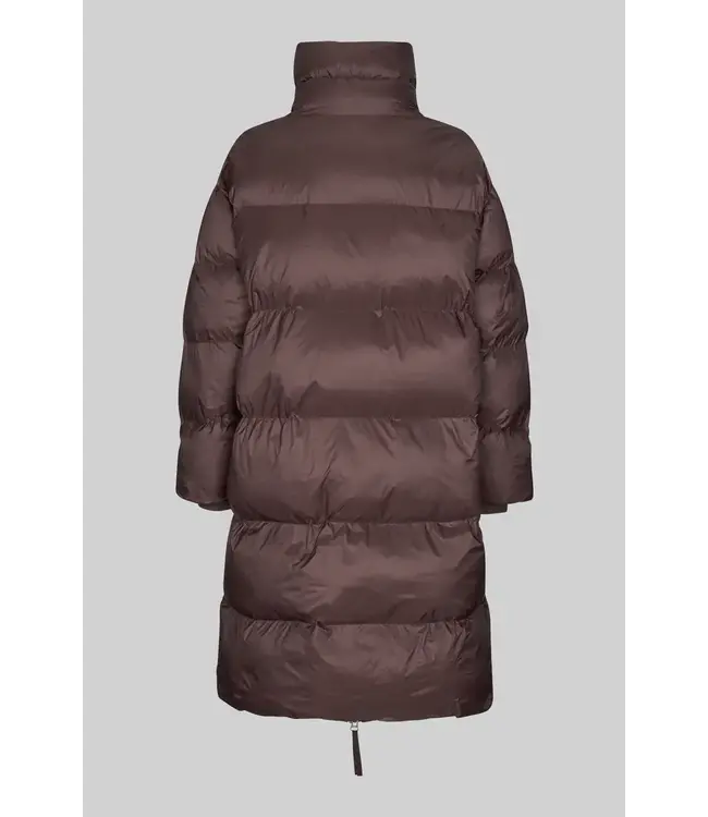 Second Female Riya Long Puffer Jacket Chocolate Plum