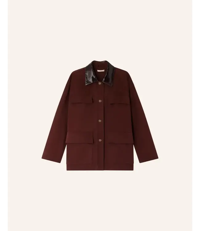 Sessùn Catskill Jacket Leather Collar Mahogany