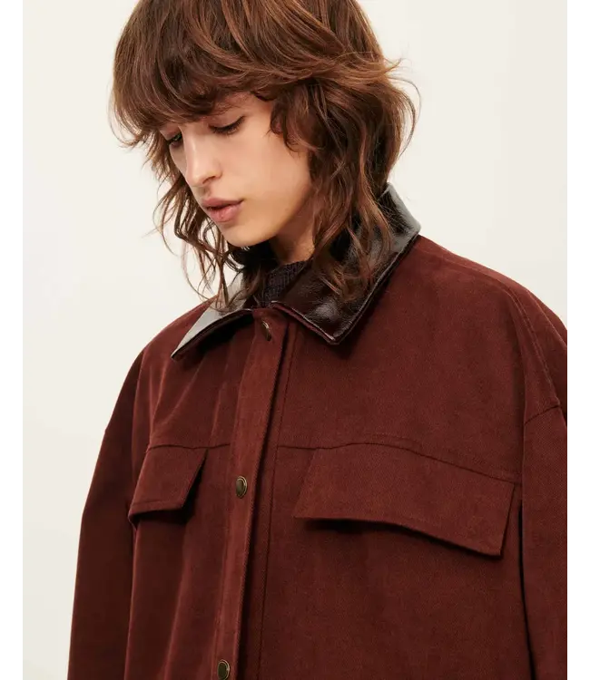 Sessùn Catskill Jacket Leather Collar Mahogany