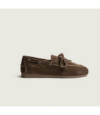 Posa Boat Loafer Suede Dark Brown