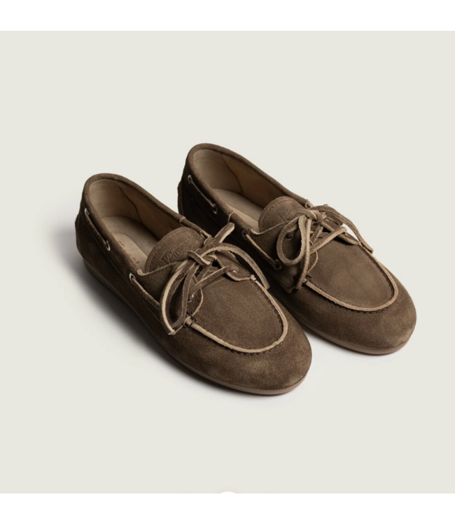 Posa Boat Loafer Suede Dark Brown