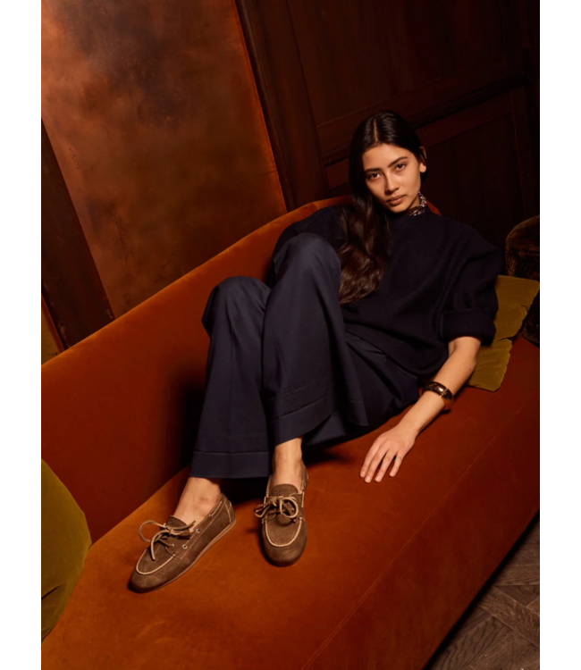 Posa Boat Loafer Suede Dark Brown
