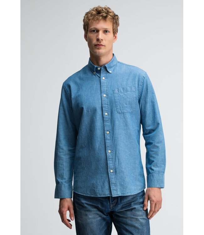 Butcher of Blue Aidan Chambray Shirt lagoon blue