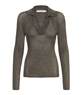 Gestuz Silvi Polo Top Warm Grey Metallic