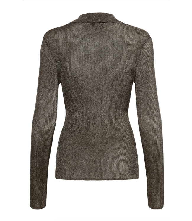 Gestuz Silvi Polo Top Warm Grey Metallic