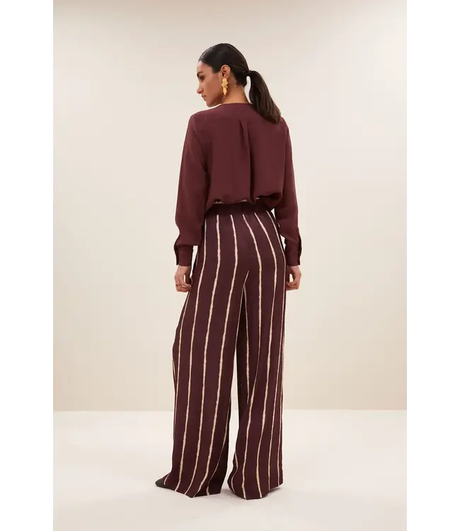 By Bar Noi Satin Stripe Blouse Pecan