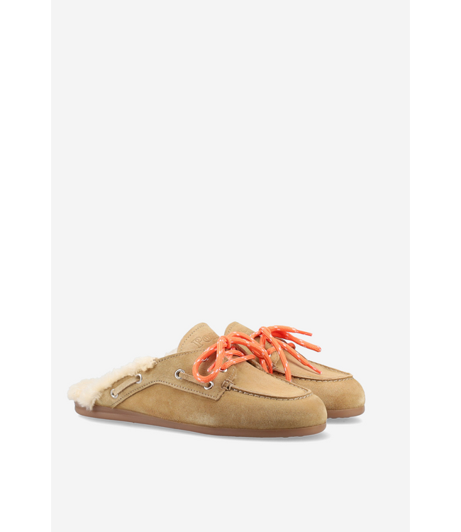 Posa Boat Loafer Mule Fur Desert Tan