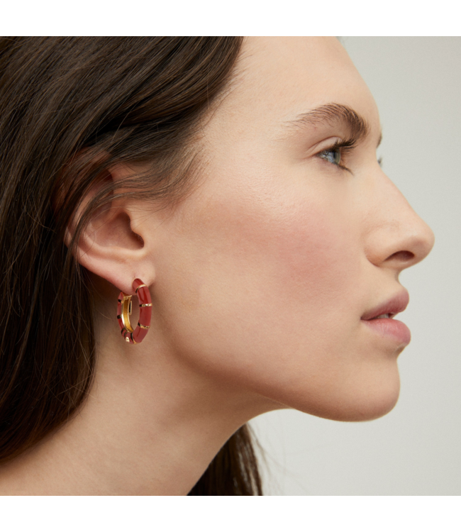 Gas Bijoux Bambou Enamel Hoop Red