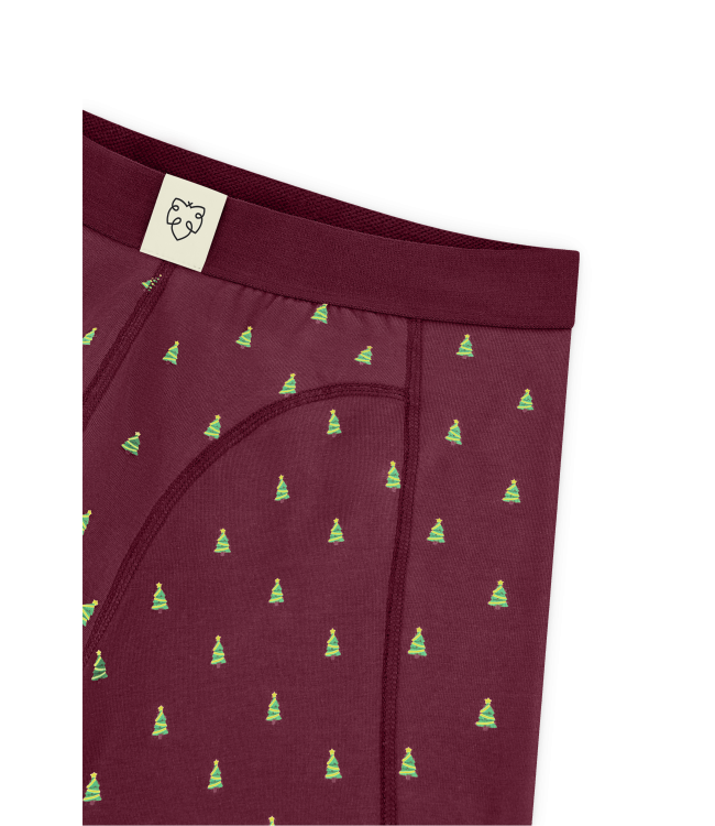 A-dam Boxer Brief Burgundy Xmas Trees
