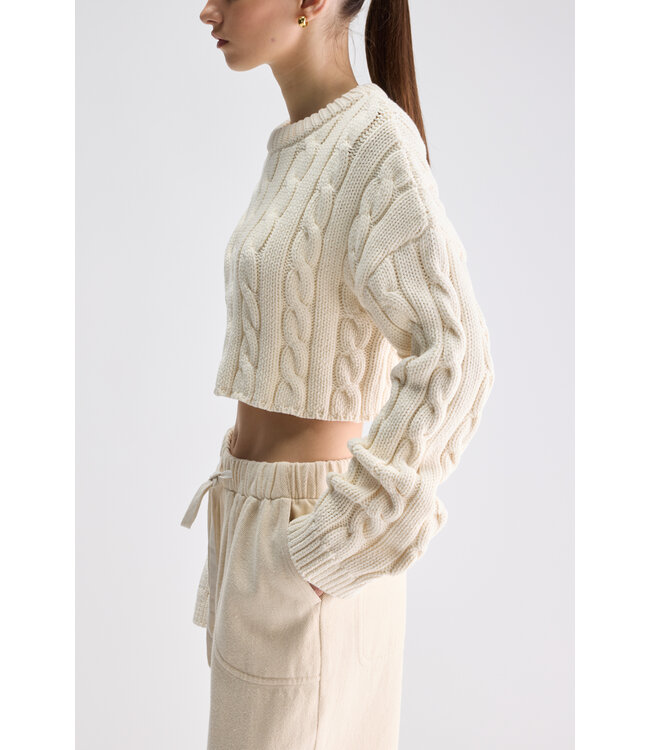 Bellerose Ler Cropped Pull Off White