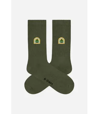 A-dam Crew Socks Dark Green Forest Fanatic Emb