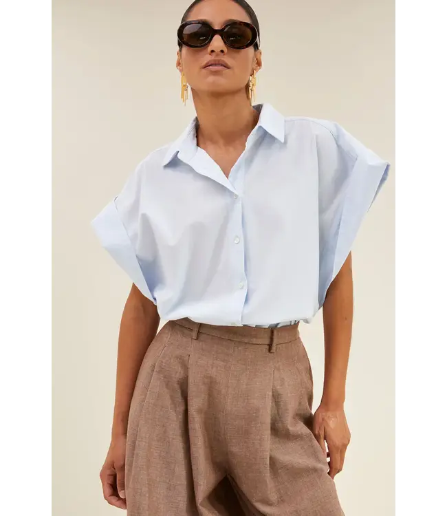 By Bar Pixie Chambray Blouse Light Blue