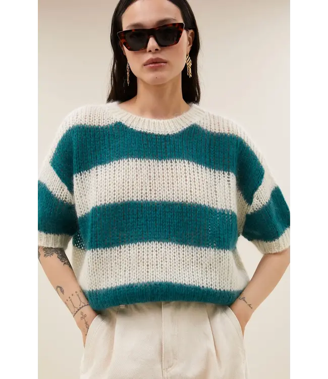 By Bar Nino Astro Stripe Pullover Teal