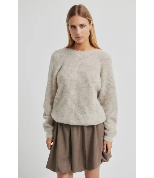 Second Female Flare knit light beige melange