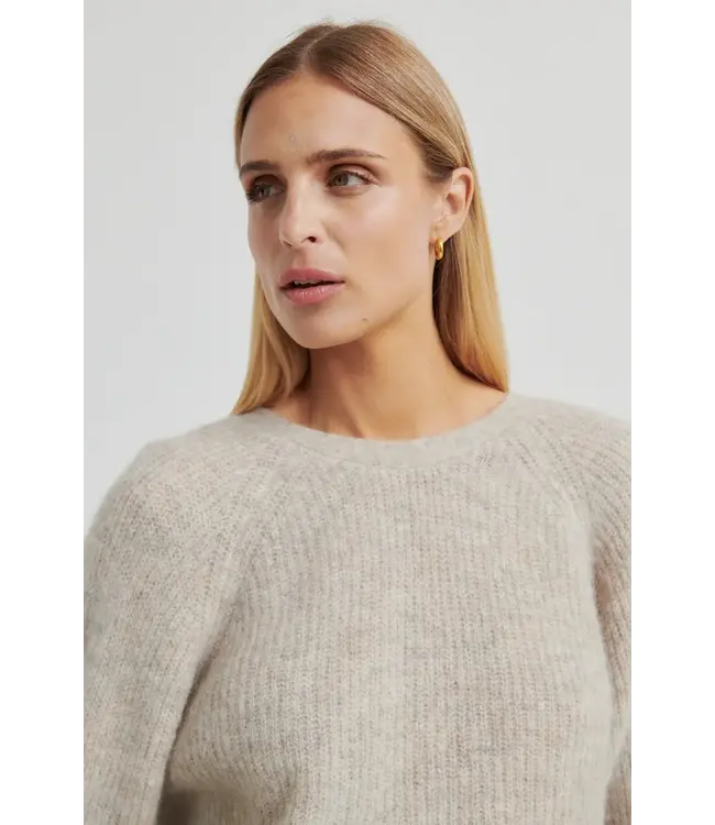 Second Female Flare knit light beige melange